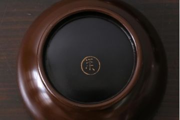 アンティーク雑貨　和製アンティーク　花鳥図　金彩　木製漆器小鉢(向付、小皿、和食器)(R-037379)