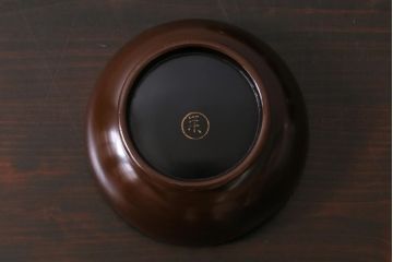 アンティーク雑貨　和製アンティーク　花鳥図　金彩　木製漆器小鉢(向付、小皿、和食器)(R-037379)