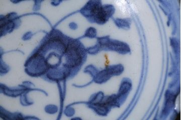 アンティーク雑貨　中国　古染付小皿3枚セット(和食器)(R-037380)