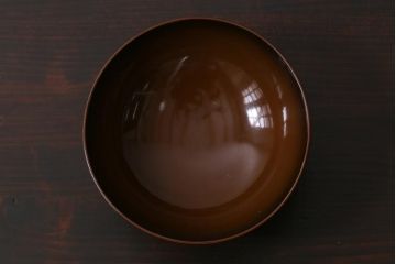 アンティーク雑貨　昭和初期　金彩　桜の花が描かれた木製椀4客セット(和食器)(R-037382)