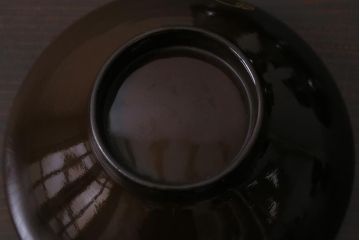 アンティーク雑貨　昭和初期　金彩　桜の花が描かれた木製椀4客セット(和食器)(R-037382)