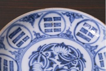 アンティーク雑貨　江戸期　角福　染付小皿2枚セット(和食器)(R-037386)