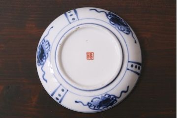 アンティーク雑貨　江戸期　角福　染付小皿3枚セット(和食器)(R-037387)