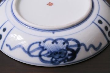 アンティーク雑貨　江戸期　角福　染付小皿3枚セット(和食器)(R-037387)