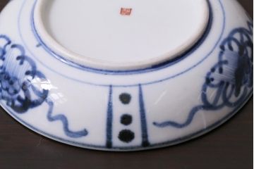 アンティーク雑貨　江戸期　角福　染付小皿3枚セット(和食器)(R-037387)