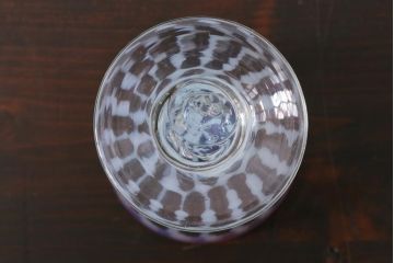 アンティーク雑貨　レトロ雑貨　大正期　赤縁玉垂れ文なつめ形氷コップ(グラス)(R-037392)