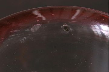 アンティーク雑貨　大正期　赤縁　上品な赤い色が目をひく氷コップ(吹ガラス)(R-037393)