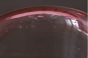 アンティーク雑貨　大正期　赤縁　上品な赤い色が目をひく氷コップ(吹ガラス)(R-037394)