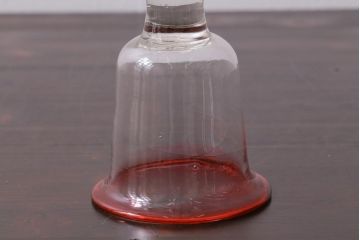 アンティーク雑貨　大正期　赤縁　上品な赤い色が目をひく氷コップ(吹ガラス)(R-037394)