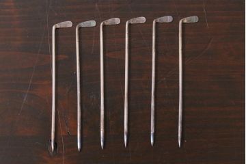 アンティーク雑貨　シルバー製　ゴルフバック楊枝入れ　アイアン楊枝(銀製ピック)(R-037395)