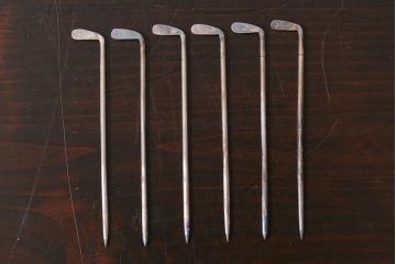 アンティーク雑貨　シルバー製　ゴルフバック楊枝入れ　アイアン楊枝(銀製ピック)(R-037395)