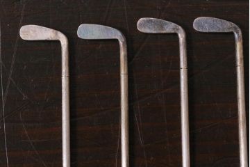 アンティーク雑貨　シルバー製　ゴルフバック楊枝入れ　アイアン楊枝(銀製ピック)(R-037395)