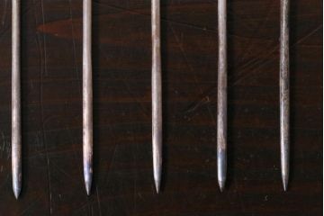 アンティーク雑貨　シルバー製　ゴルフバック楊枝入れ　アイアン楊枝(銀製ピック)(R-037395)