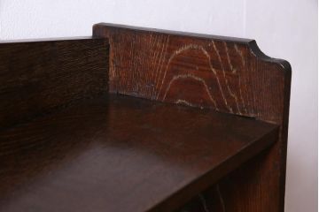 アンティーク家具　和製アンティーク　栓材の質感と象嵌細工がレトロな楔(くさび)式本棚(ブックシェルフ、飾り棚、陳列棚)(R-037398)