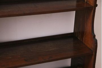 アンティーク家具　和製アンティーク　栓材の質感と象嵌細工がレトロな楔(くさび)式本棚(ブックシェルフ、飾り棚、陳列棚)(R-037398)