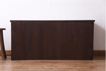 アンティーク家具　明治期　前面栗材　天板リメイク　桜丸金具の米沢箪笥ローチェスト(引き出し)(R-037340)