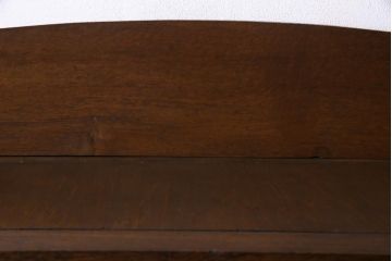 アンティーク家具　昭和初期　ナラ材　色ガラス入り　ノスタルジックなデザインがお洒落な収納棚(キャビネット、戸棚)