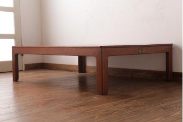 レトロ家具　エンジュ材　漆塗り　折り畳み式の珍しい座卓(ローテーブル)(R-037405)