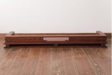 レトロ家具　エンジュ材　漆塗り　折り畳み式の珍しい座卓(ローテーブル)(R-037405)