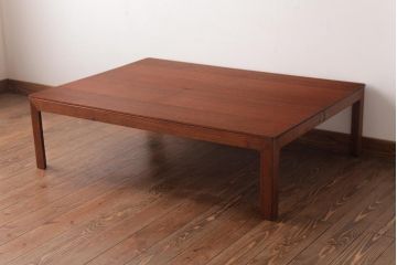 レトロ家具　エンジュ材　漆塗り　折り畳み式の珍しい座卓(ローテーブル)(R-037406)