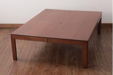 レトロ家具　エンジュ材　漆塗り　折り畳み式の珍しい座卓(ローテーブル)(R-037406)