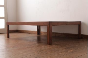 レトロ家具　エンジュ材　漆塗り　折り畳み式の珍しい座卓(ローテーブル)(R-037406)
