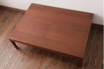 レトロ家具　エンジュ材　漆塗り　折り畳み式の珍しい座卓(ローテーブル)(R-037406)