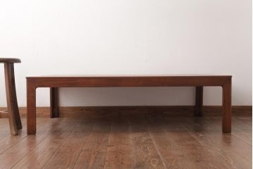 レトロ家具　エンジュ材　漆塗り　折り畳み式の珍しい座卓(ローテーブル)(R-037406)