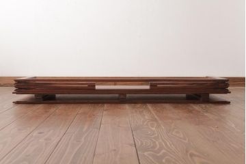 レトロ家具　エンジュ材　漆塗り　折り畳み式の珍しい座卓(ローテーブル)(R-037406)