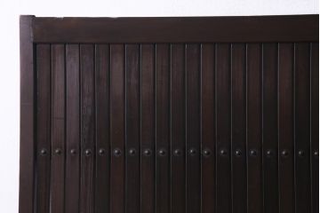 アンティーク建具　和製アンティーク　深い色合いが趣きのある平格子戸2枚セット(引き戸、建具)(R-037410)