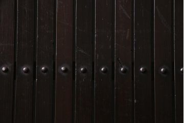 アンティーク建具　和製アンティーク　深い色合いが趣きのある平格子戸2枚セット(引き戸、建具)(R-037410)