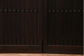 アンティーク建具　和製アンティーク　深い色合いが趣きのある平格子戸2枚セット(引き戸、建具)(R-037410)