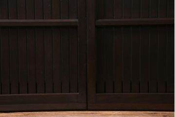 アンティーク建具　和製アンティーク　深い色合いが趣きのある平格子戸2枚セット(引き戸、建具)(R-037410)
