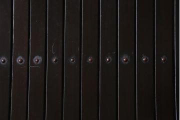 アンティーク建具　和製アンティーク　深い色合いが趣きのある平格子戸2枚セット(引き戸、建具)(R-037411)