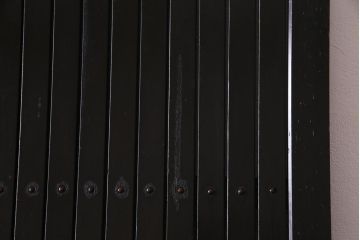 アンティーク建具　和製アンティーク　深い色合いが趣きのある平格子戸2枚セット(引き戸、建具)(R-037411)