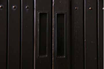 アンティーク建具　和製アンティーク　深い色合いが趣きのある平格子戸2枚セット(引き戸、建具)(R-037411)