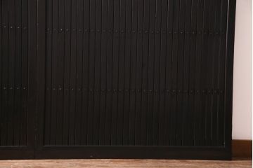 アンティーク建具　和製アンティーク　深い色合いが趣きのある平格子戸2枚セット(引き戸、建具)(R-037411)