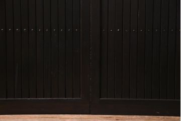 アンティーク建具　和製アンティーク　深い色合いが趣きのある平格子戸2枚セット(引き戸、建具)(R-037411)