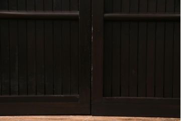 アンティーク建具　和製アンティーク　深い色合いが趣きのある平格子戸2枚セット(引き戸、建具)(R-037411)