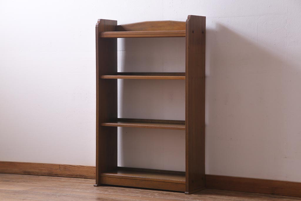 レトロ家具　昭和中期　クスノキ材のシンプルな本棚(飾り棚、陳列棚)(R-037414)