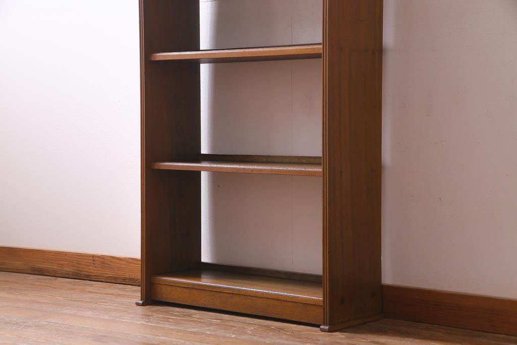 レトロ家具　昭和中期　クスノキ材のシンプルな本棚(飾り棚、陳列棚)(R-037414)