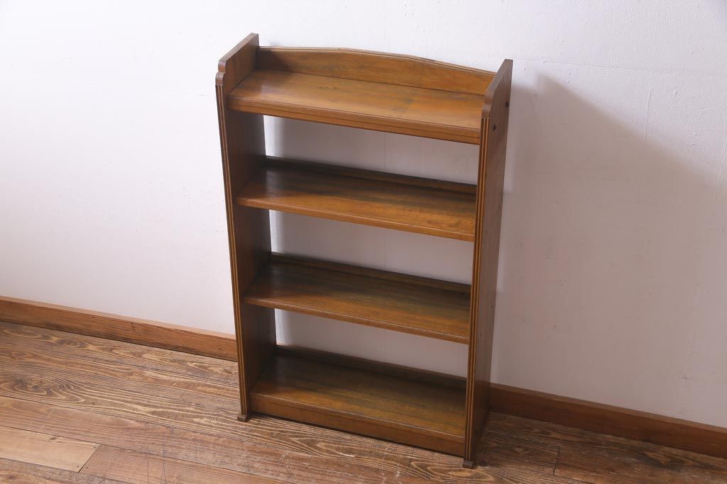 レトロ家具　昭和中期　クスノキ材のシンプルな本棚(飾り棚、陳列棚)(R-037414)