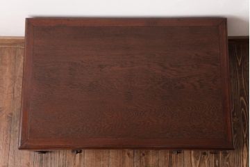 和製アンティーク　栓材　植物モチーフの透かしが目を引く素朴な文机(ローテーブル、座卓)(R-037423)