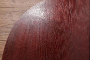 アンティーク家具　工芸品　エンジュ(槐)材　漆塗り　オーバル型と竹の脚が珍しいちゃぶ台(座卓、ローテーブル)(R-037425)