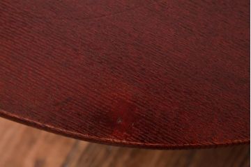 アンティーク家具　工芸品　エンジュ(槐)材　漆塗り　オーバル型と竹の脚が珍しいちゃぶ台(座卓、ローテーブル)(R-037425)