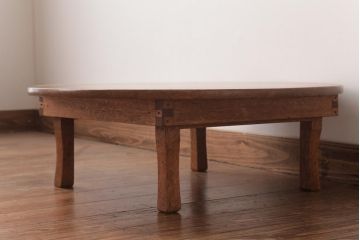 アンティーク家具　ラワン材　懐かしさ感じる木味のレトロなちゃぶ台(座卓、ローテーブル)(R-037426)