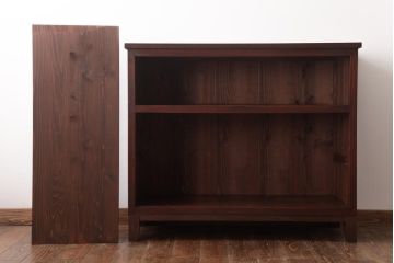 アンティーク家具　和製アンティーク　当店オリジナルガラス　前面ヒノキ材　昔懐かしい和の雰囲気漂うリメイクキャビネット(収納棚、ガラス戸棚、サイドボード)(R-037427)