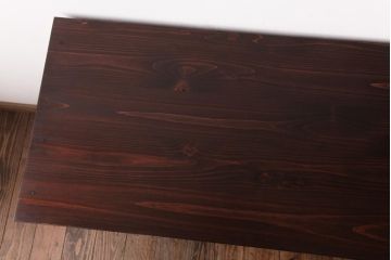 アンティーク家具　和製アンティーク　当店オリジナルガラス　前面ヒノキ材　昔懐かしい和の雰囲気漂うリメイクキャビネット(収納棚、ガラス戸棚、サイドボード)(R-037427)