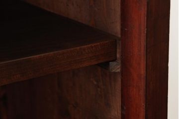 アンティーク家具　和製アンティーク　当店オリジナルガラス　前面ヒノキ材　レトロな雰囲気漂うリメイクキャビネット(収納棚、ガラス戸棚、サイドボード)(R-037428)