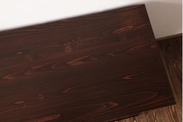 アンティーク家具　和製アンティーク　当店オリジナルガラス　前面ヒノキ材　レトロな雰囲気漂うリメイクキャビネット(収納棚、ガラス戸棚、サイドボード)(R-037428)